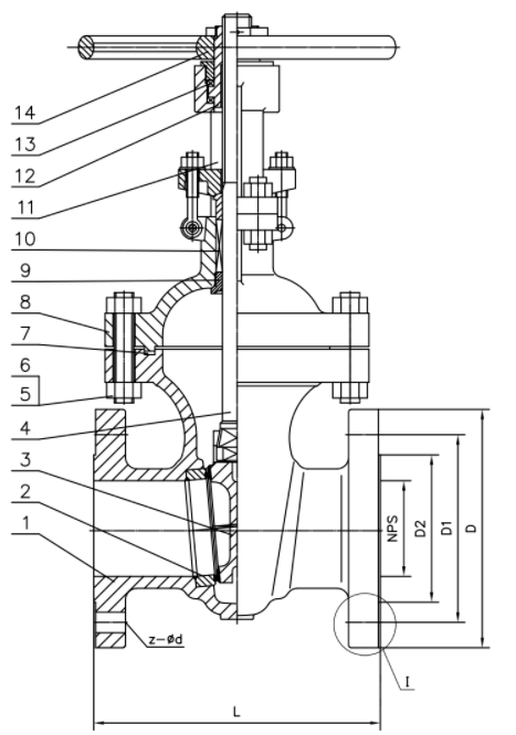 ANSI 300 Flanged Cast Steel Gate Valve