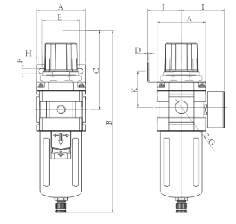 Air Filter Regulator Dimensions